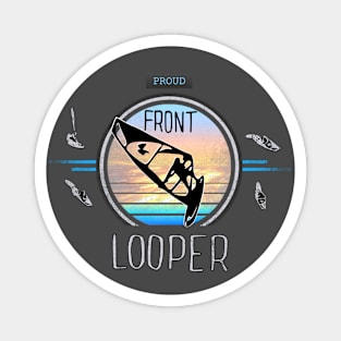 Proud Front Looper Windsurf Jump at Sunset over Ocean Waves Magnet